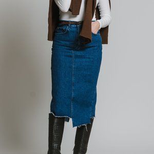 RAG & BONE Raw-Edge Trim Midi Length Skirt